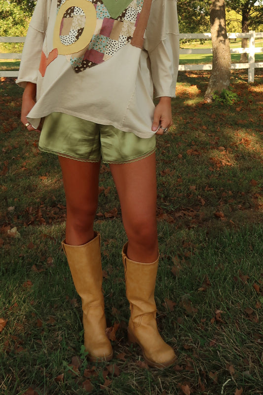 Matcha Satin Shorts