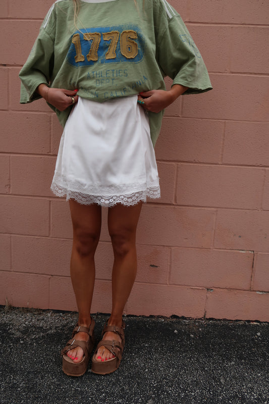 Dove Lace Slip Skort