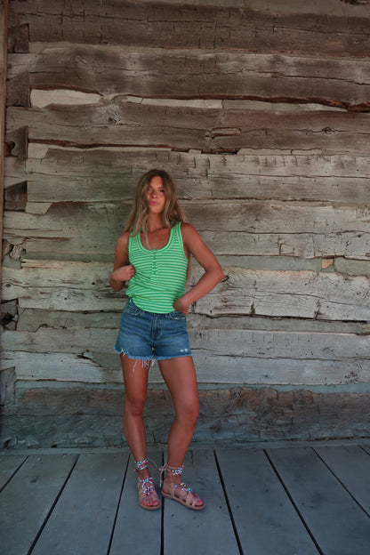 Fresh Cut Stripe Henley Tank