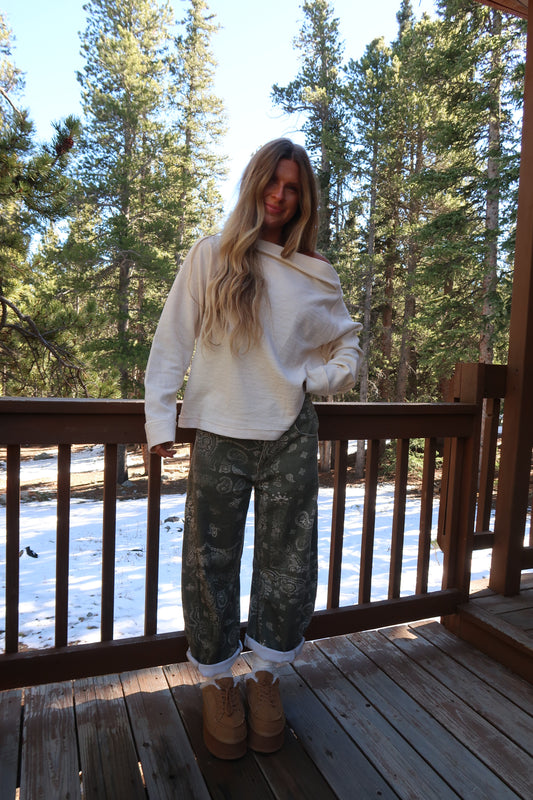 Oatmeal Off the Shoulder Top