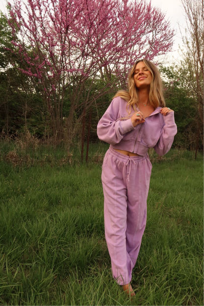 Lavender Haze Crop Zip Up