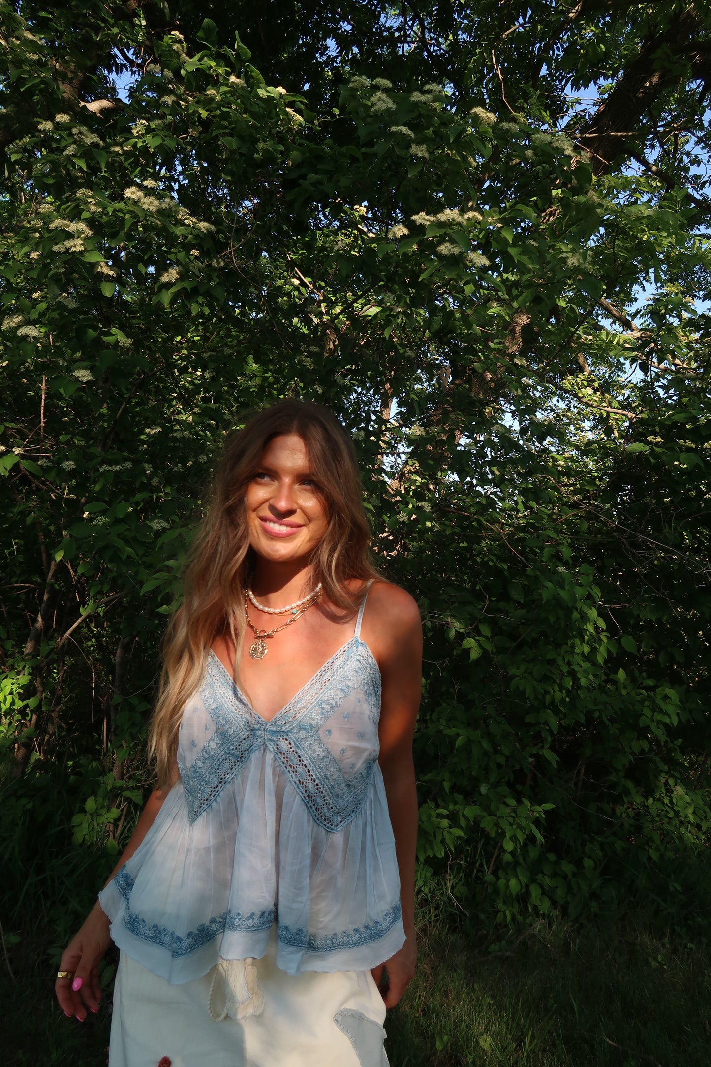 Dusty Blue Arlo Boho Tank