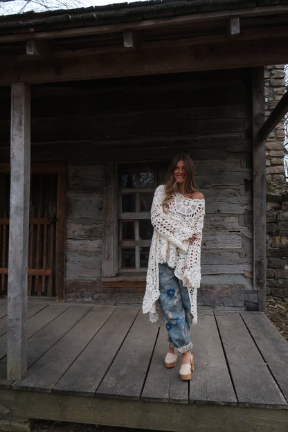 Georgia high low crochet sweater