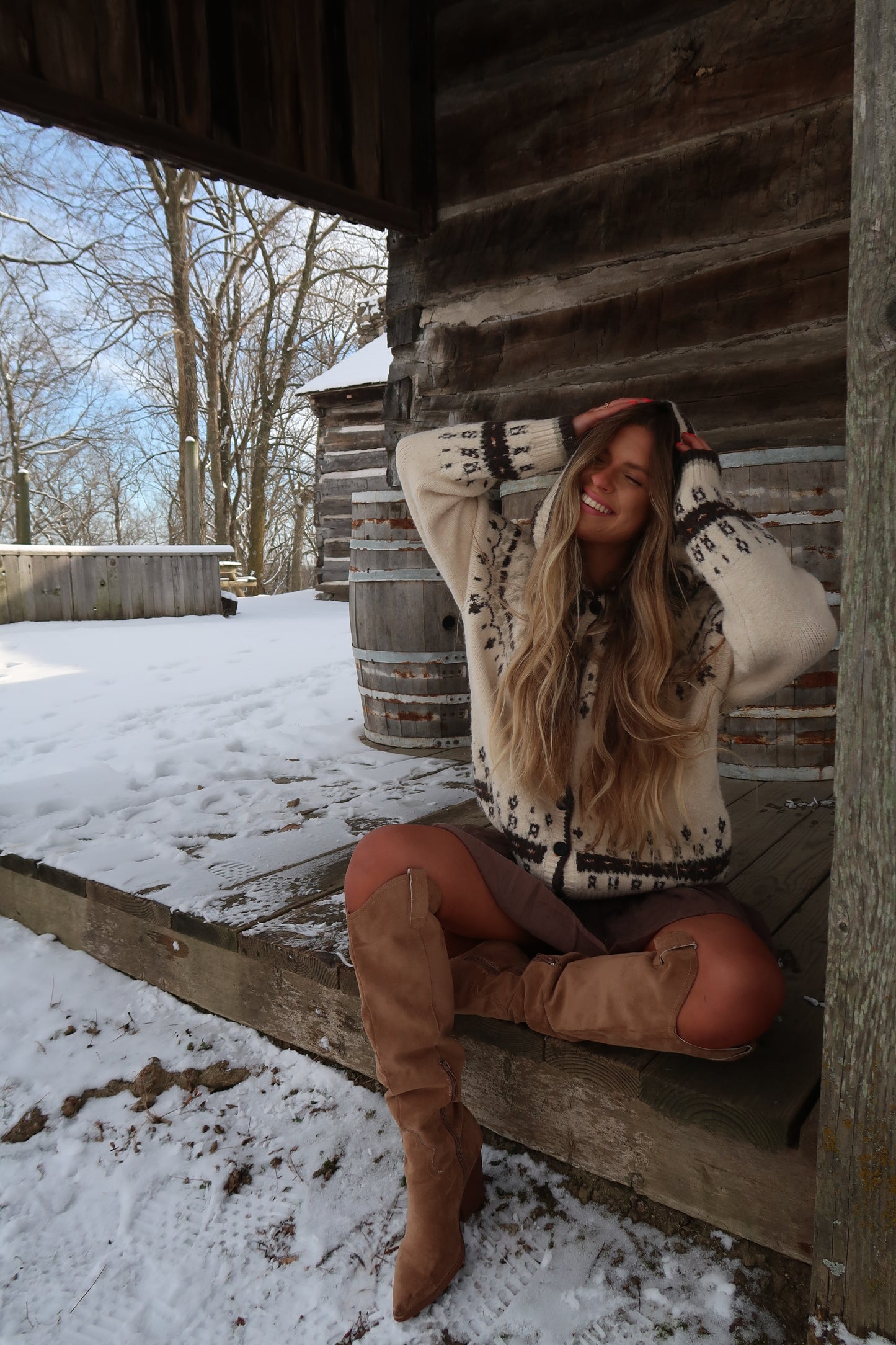 Nordic Knit Hooded Cardigan