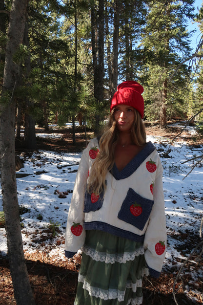 Strawberry Quilted Pullover