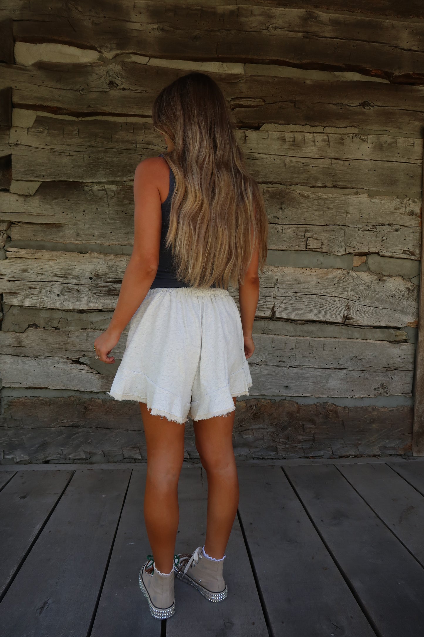 Natural Ruffle Sweat Short
