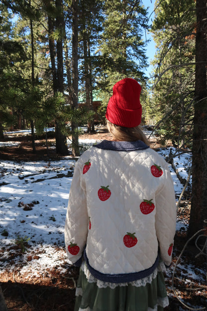 Strawberry Quilted Pullover