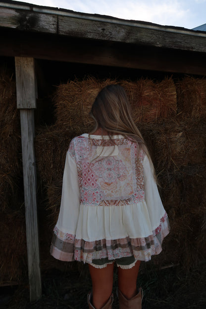 Wander Patchwork Plaid Babydoll Top
