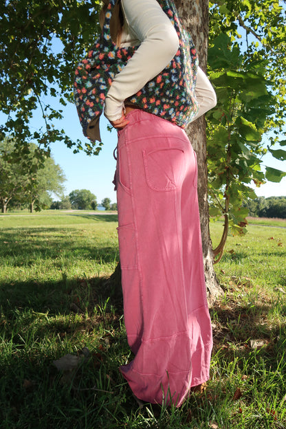 Raspberry Wide Leg Cargo Pant