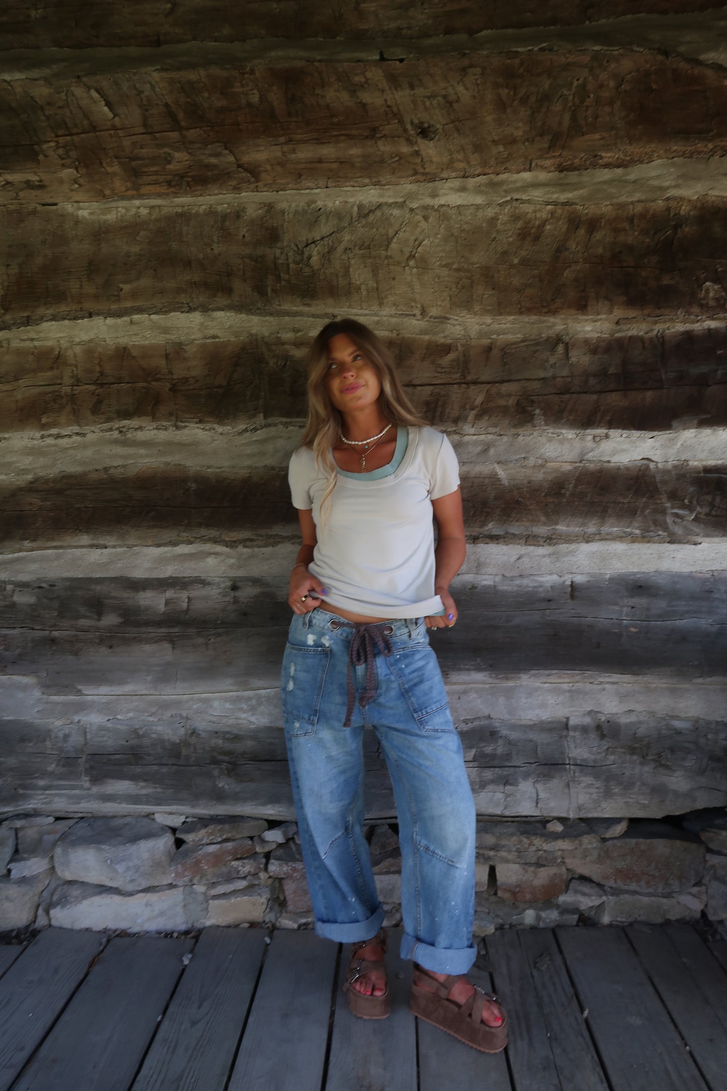 Natural  Ribbed Basics Tee
