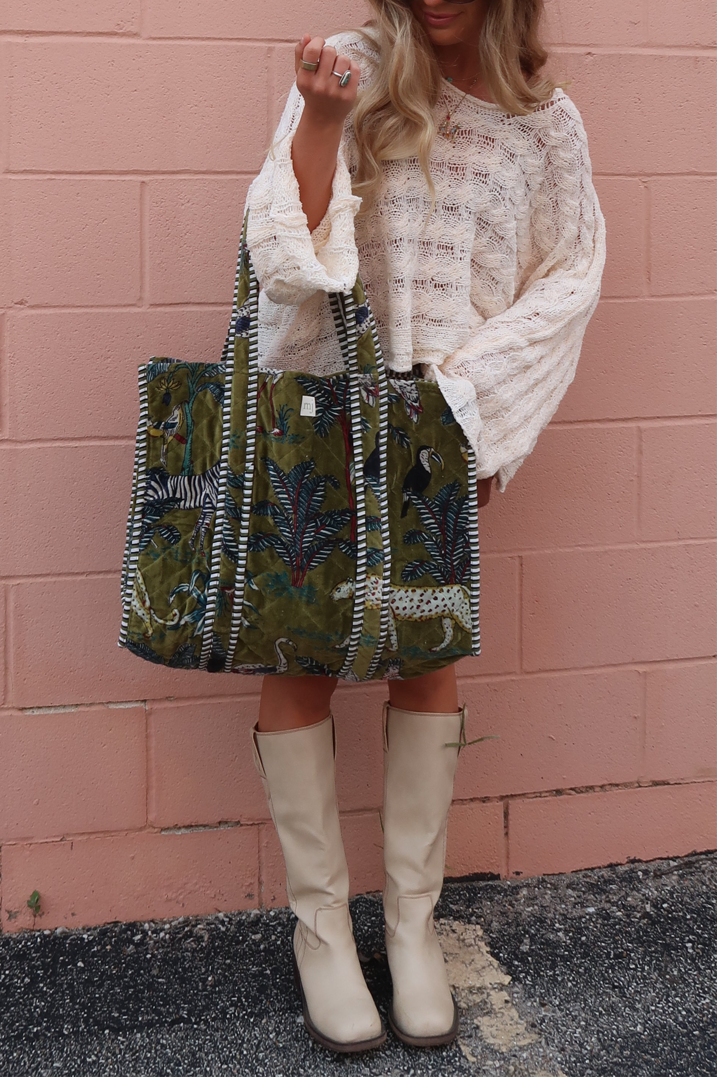 Bindi Velvet Quilted Tote Bag