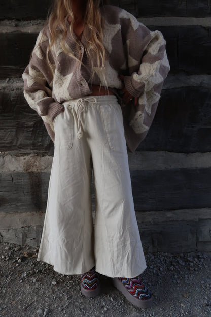 Heavy Cream Wide Leg Crop Pant