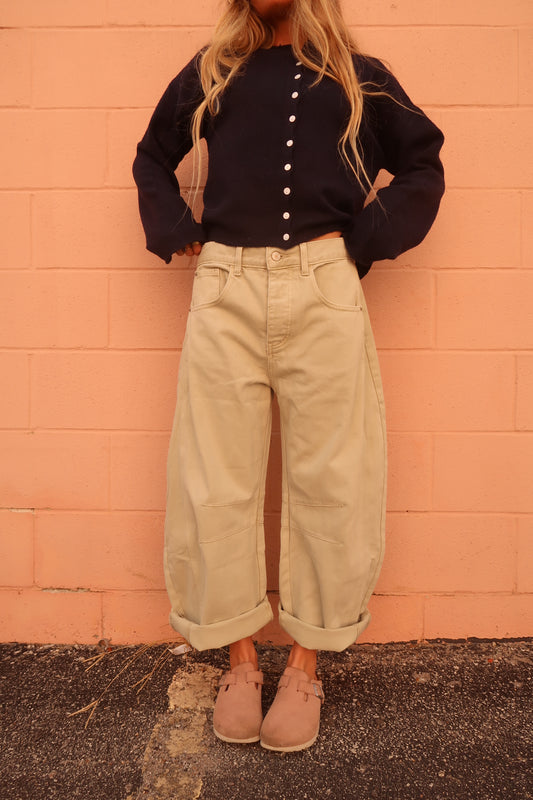 Sage barrel leg jeans