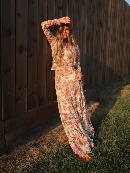 Golden Floral Long Slv