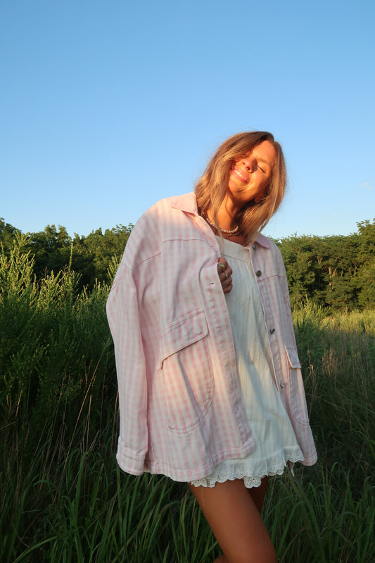 Blooming Gingham Barn Jacket