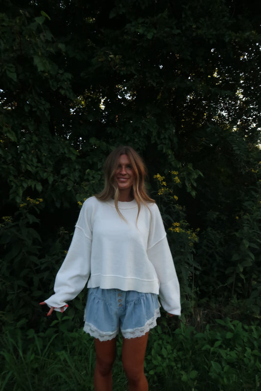 White Boxy Sweater