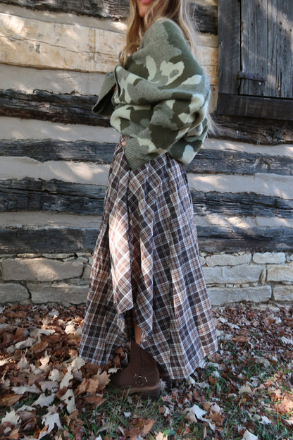 Mocha Aysmetrical Maxi Skirt