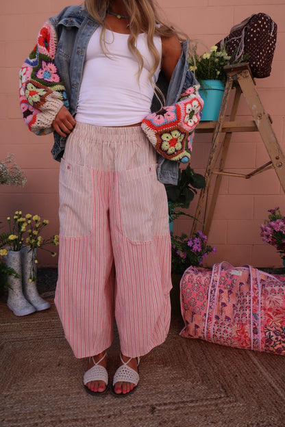 Sunset Pink Stripe Balloon Pant