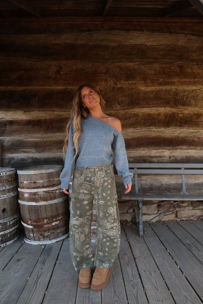 Blue Raspberry Off The Shoulder Sweater