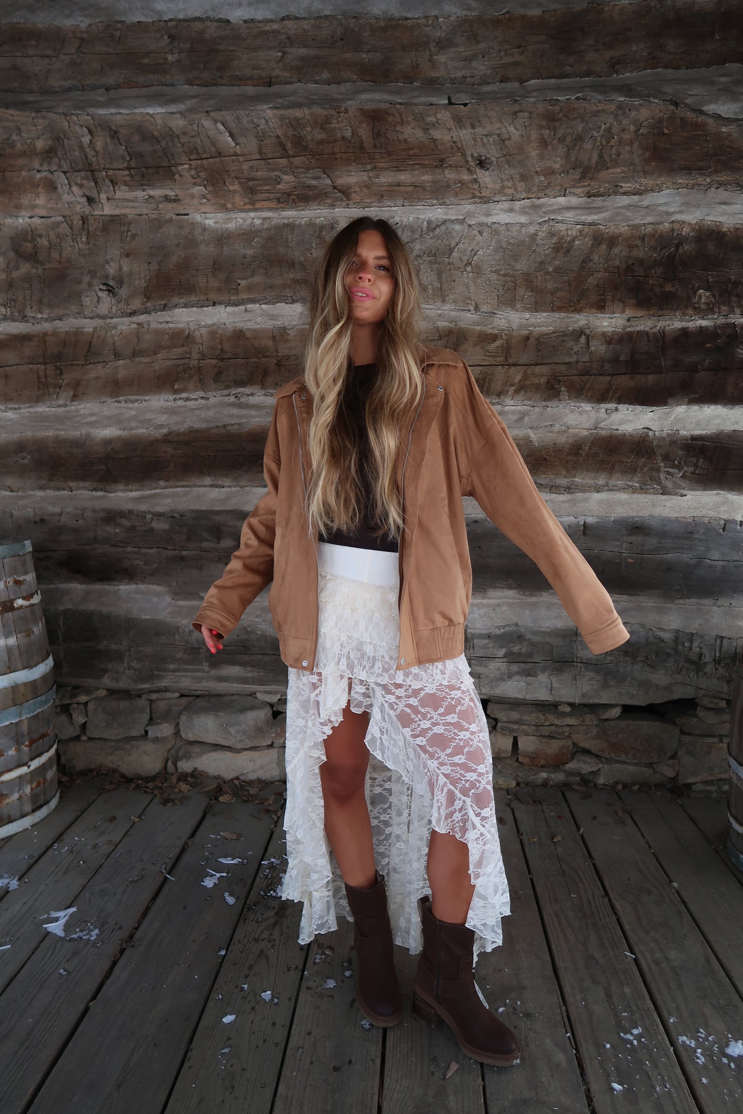 Camel Suede oversized Jacket