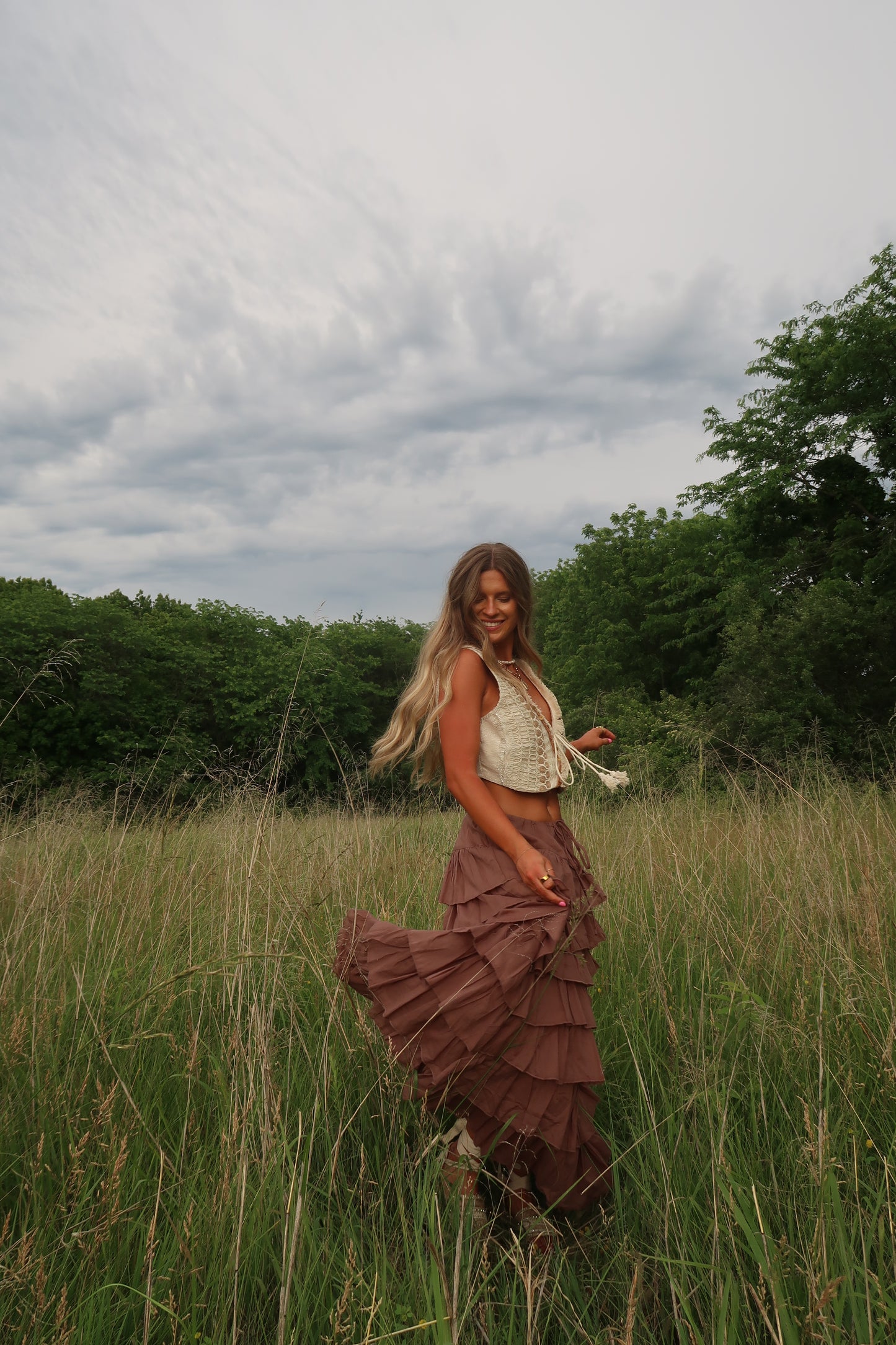 Walnut Frolic Maxi Skirt