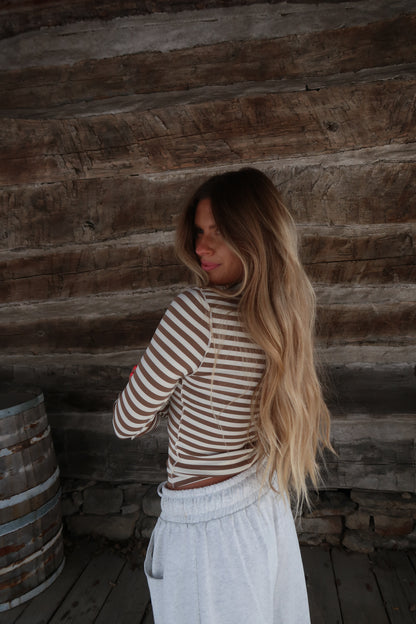 Taupe & Cream stripe long slv