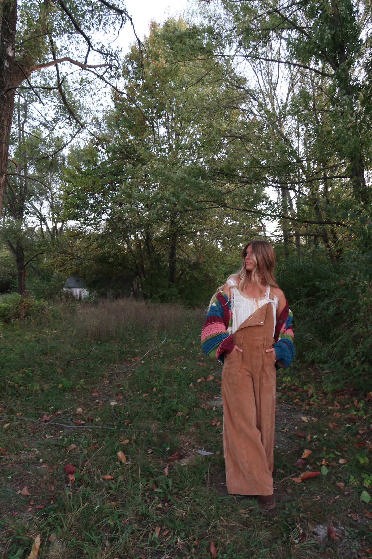 Honey Corduroy Flare Overalls