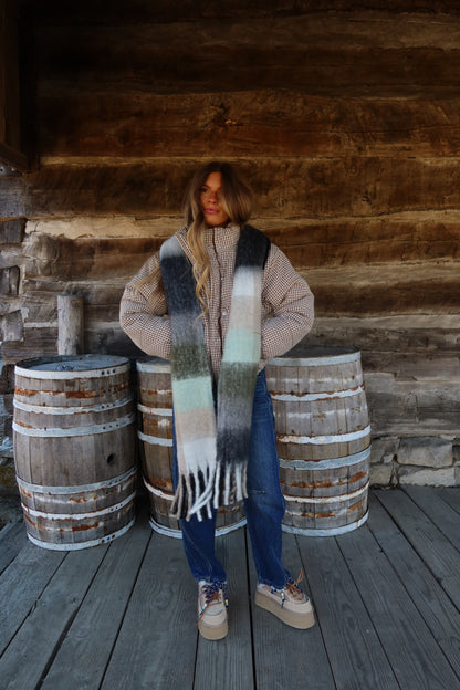 Brown Gingham Puffer