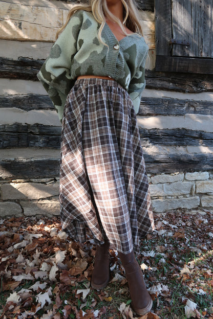 Mocha Aysmetrical Maxi Skirt