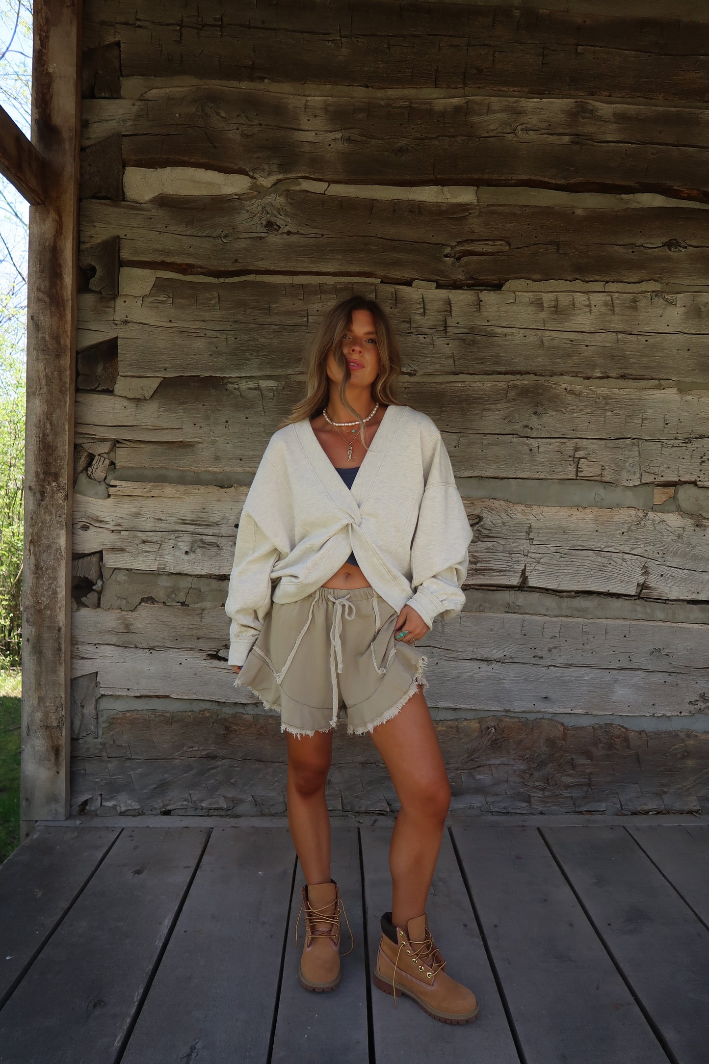 Heather grey Crossover Reversible Crewneck