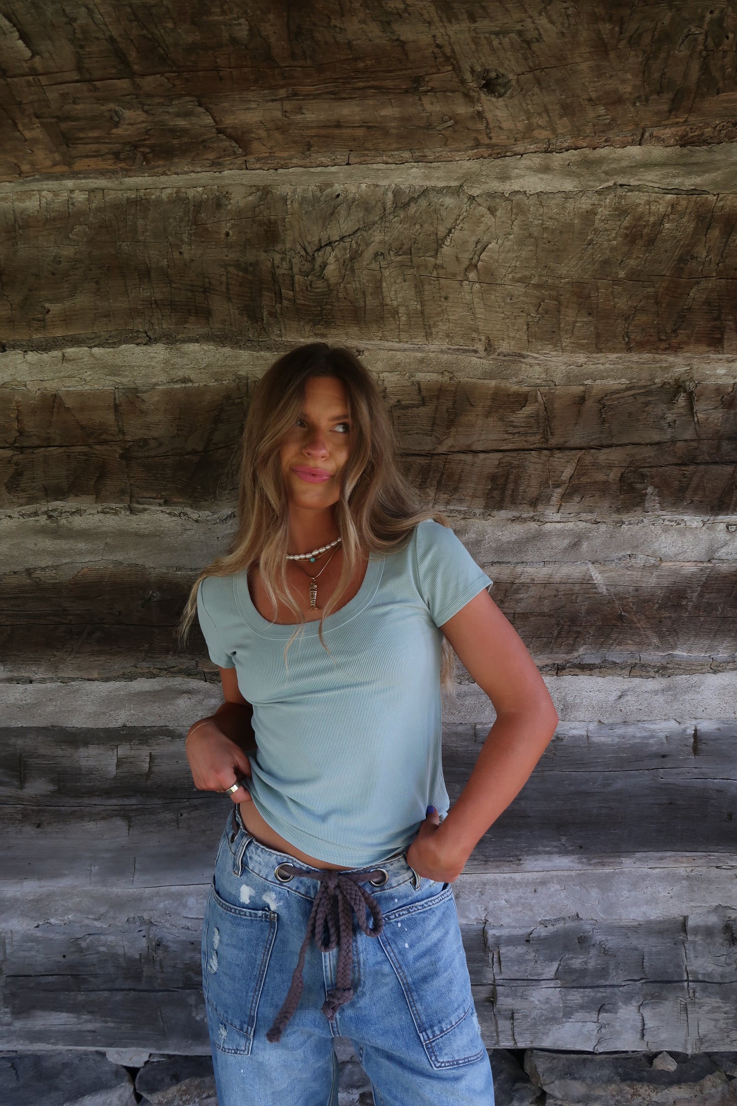 Soft Mint Ribbed Basics Tee