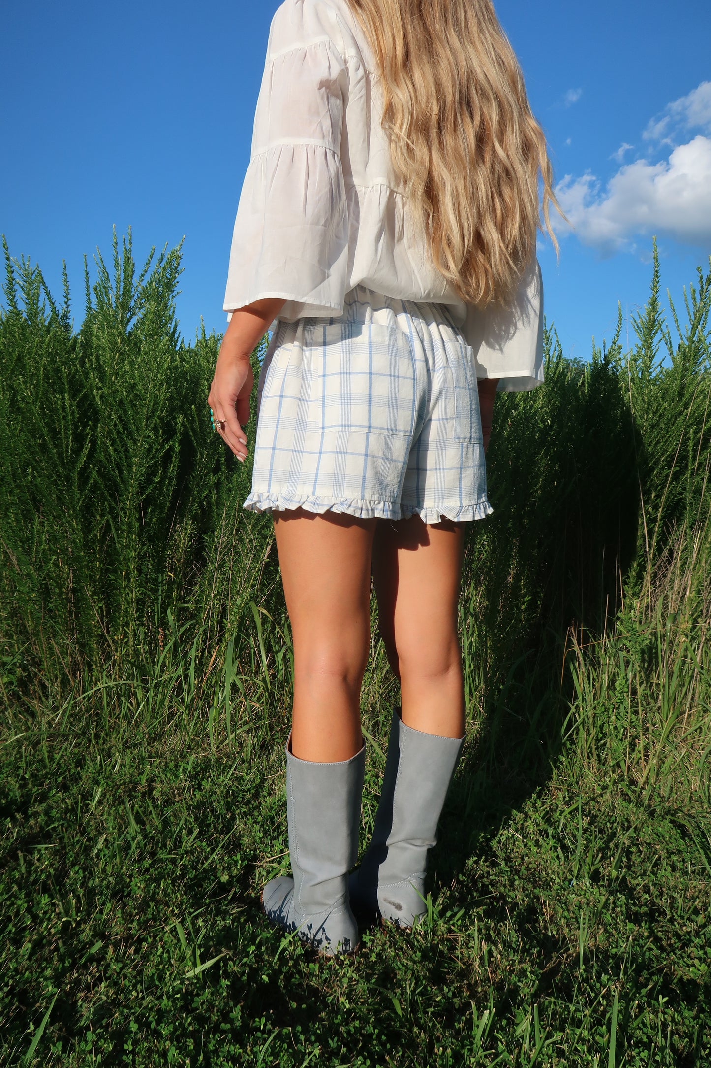 Slow Down Plaid Ruffle Short