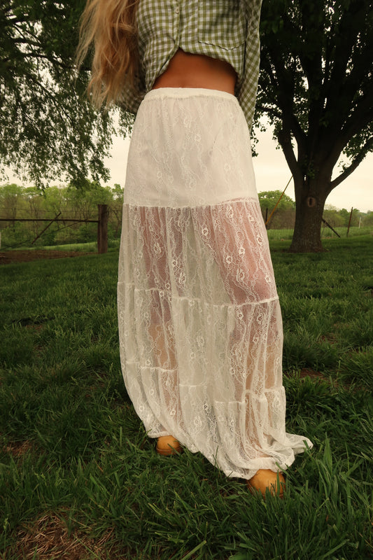 spring fling lace maxi skirt