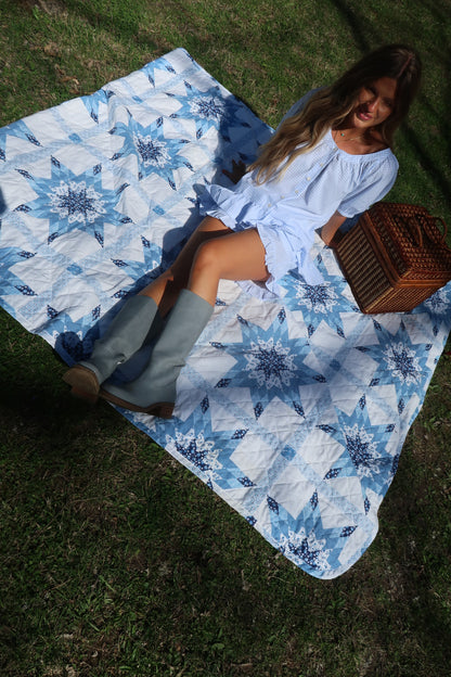 Blueberry Gingham Ruffle Top