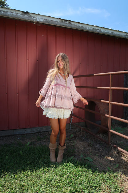 Rose Crochet Babydoll Top