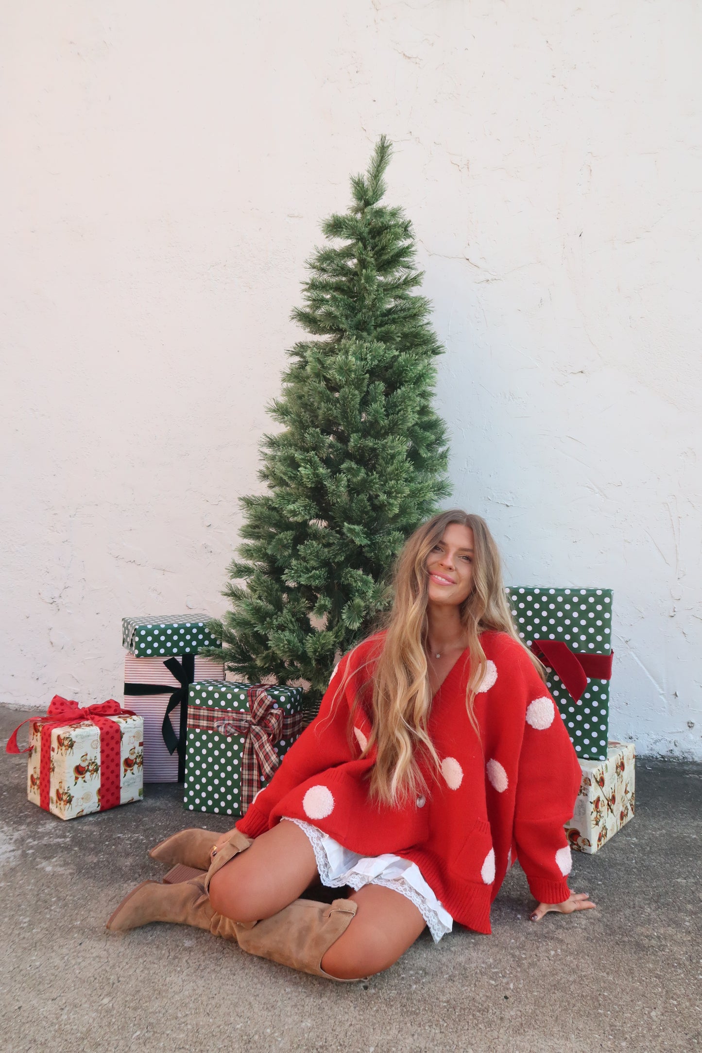 Red Dot Oversized Cardi