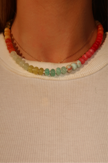 Petal Agate Beaded Necklace