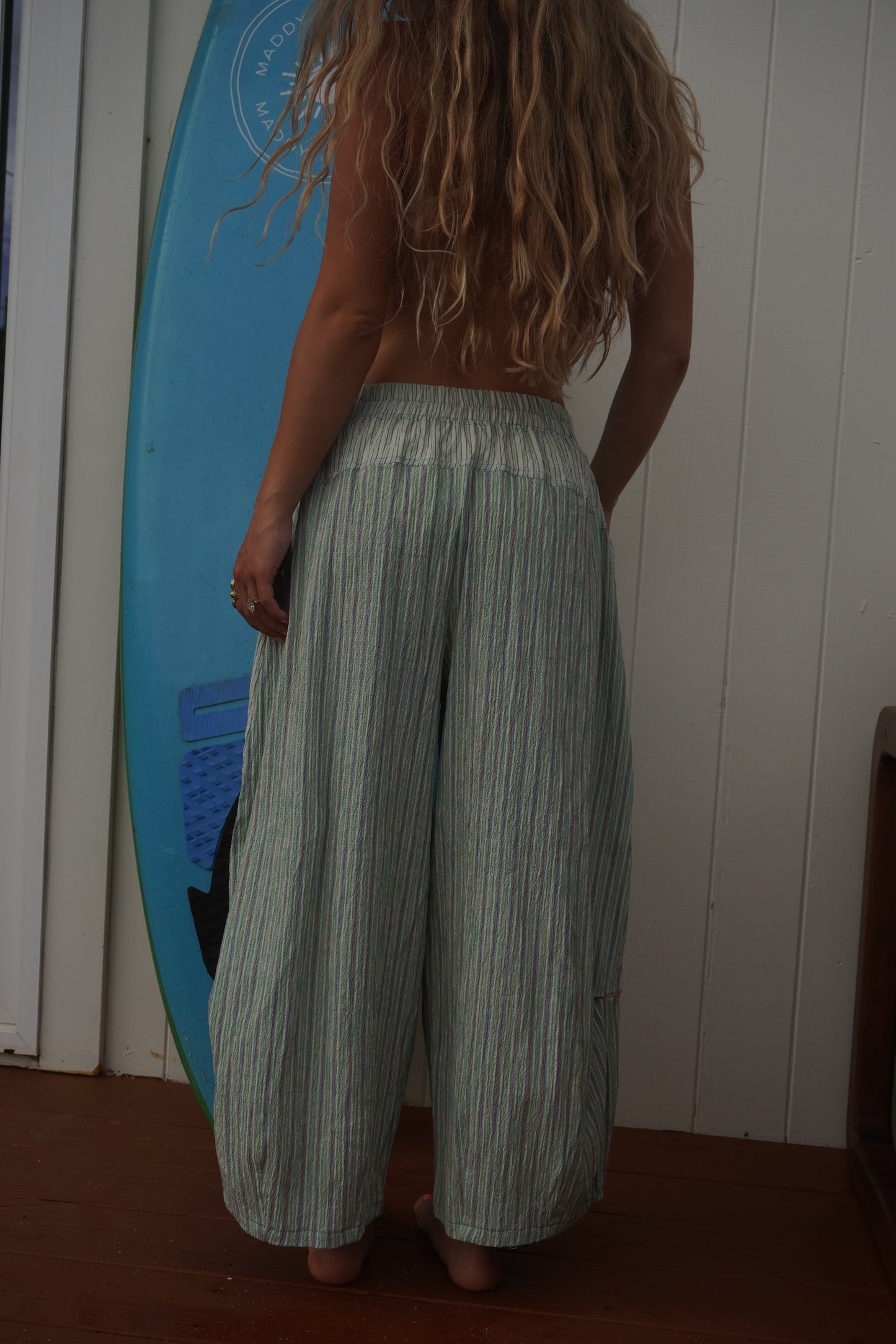 Palm Green Stripe Balloon Pant