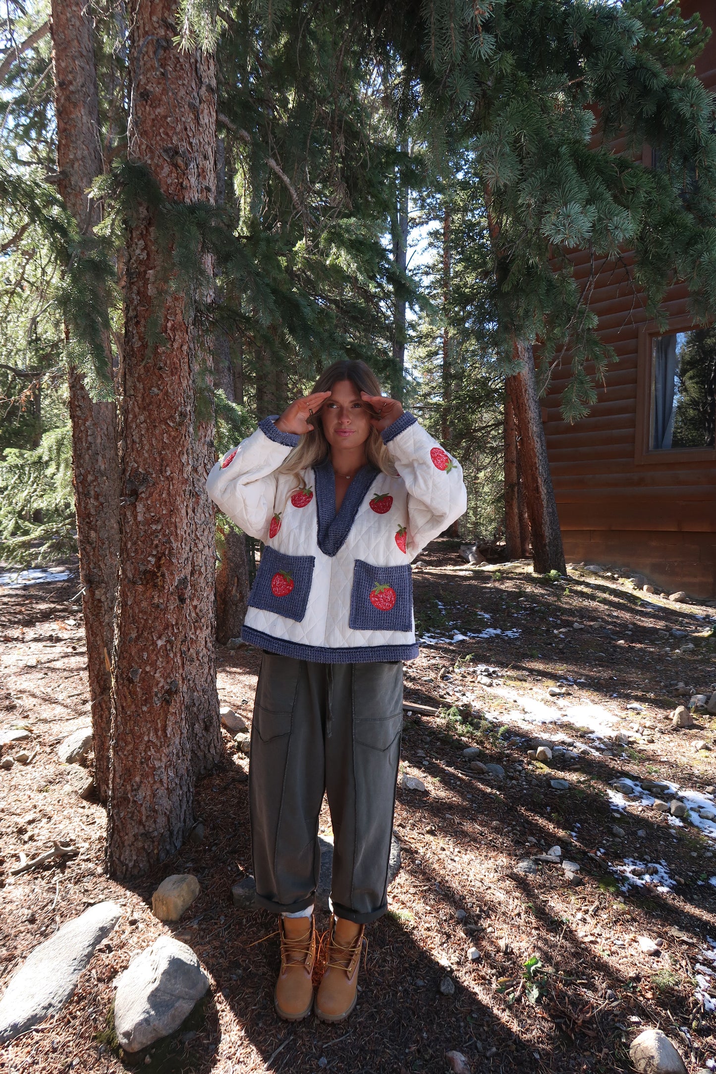 Strawberry Quilted Pullover