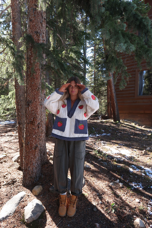 Strawberry Quilted Pullover