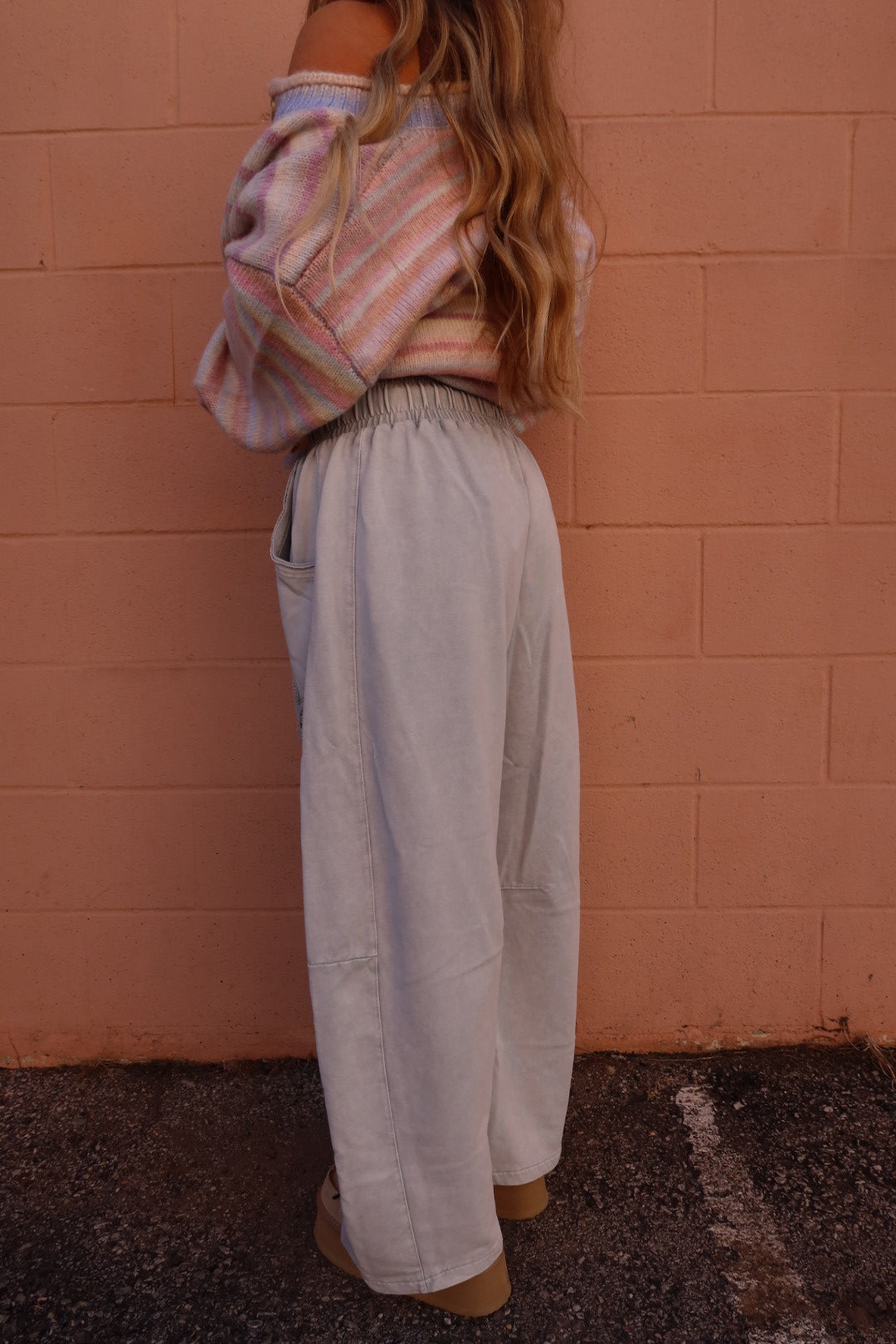 Silver Crochet Barrel Sweats