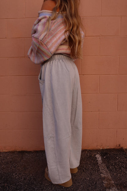 Silver Crochet Barrel Sweats
