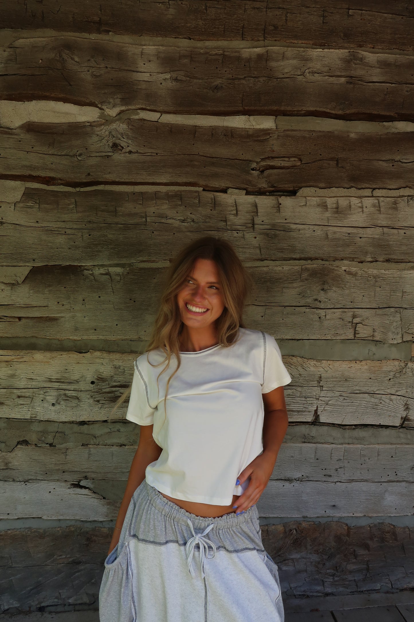 Ivory Contrast Relaxed Tee