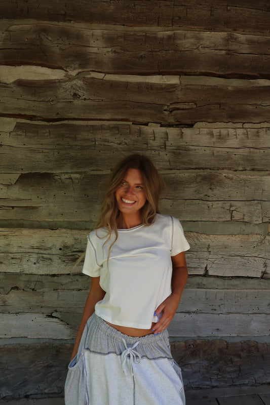 Ivory Contrast Relaxed Tee