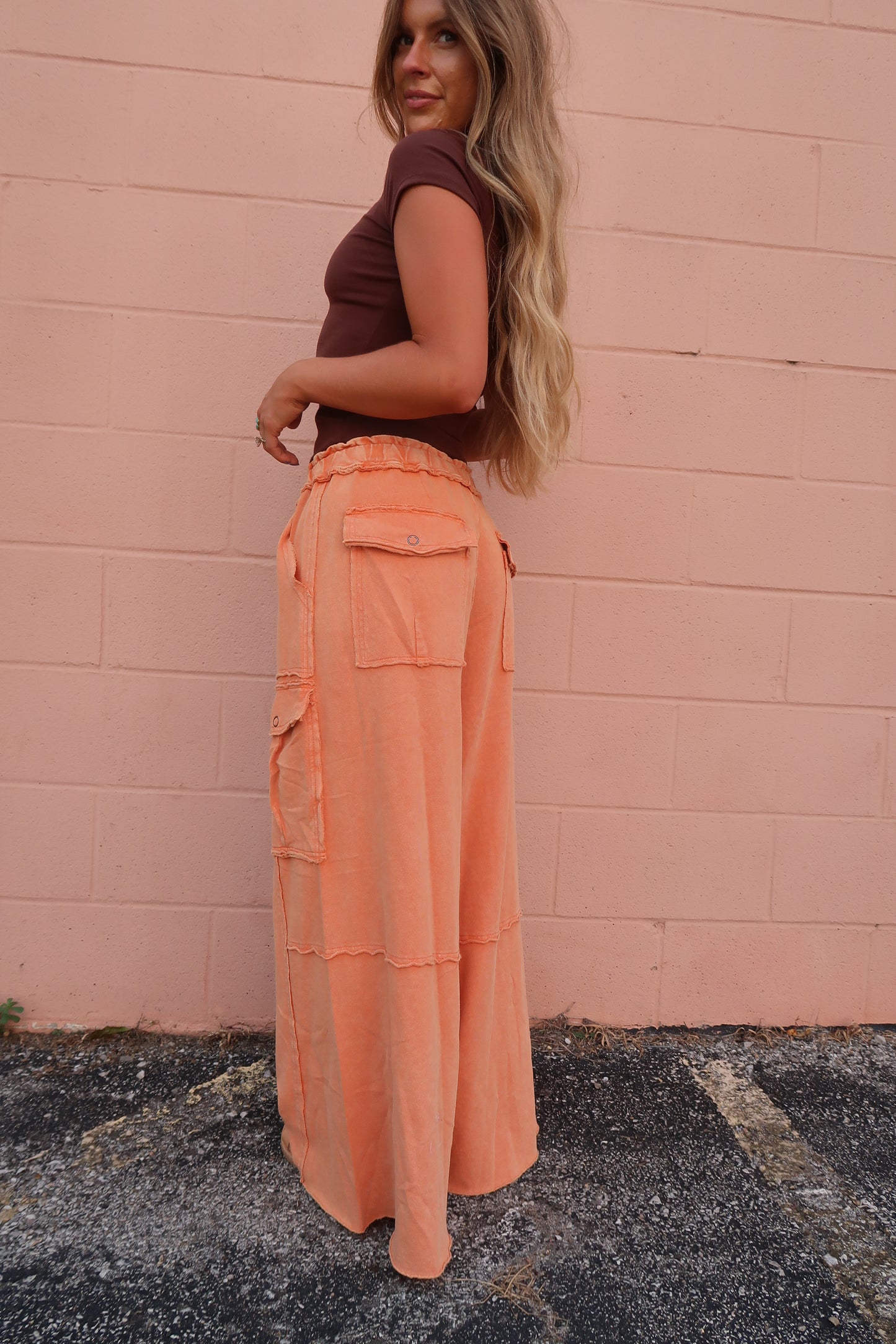 Papaya Wide Cargo Leg Pant