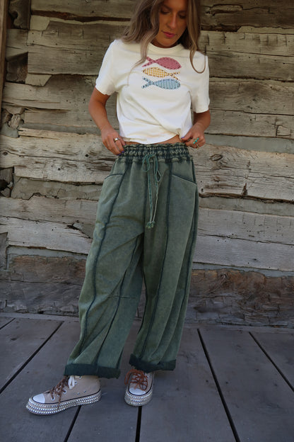 Moss Mineral Barrel Sweats