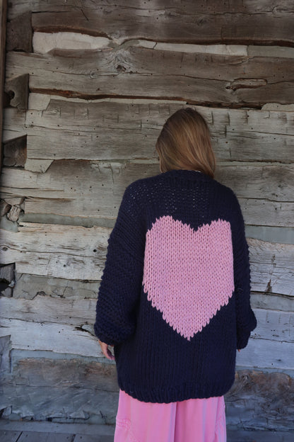Navy Heart Cardi