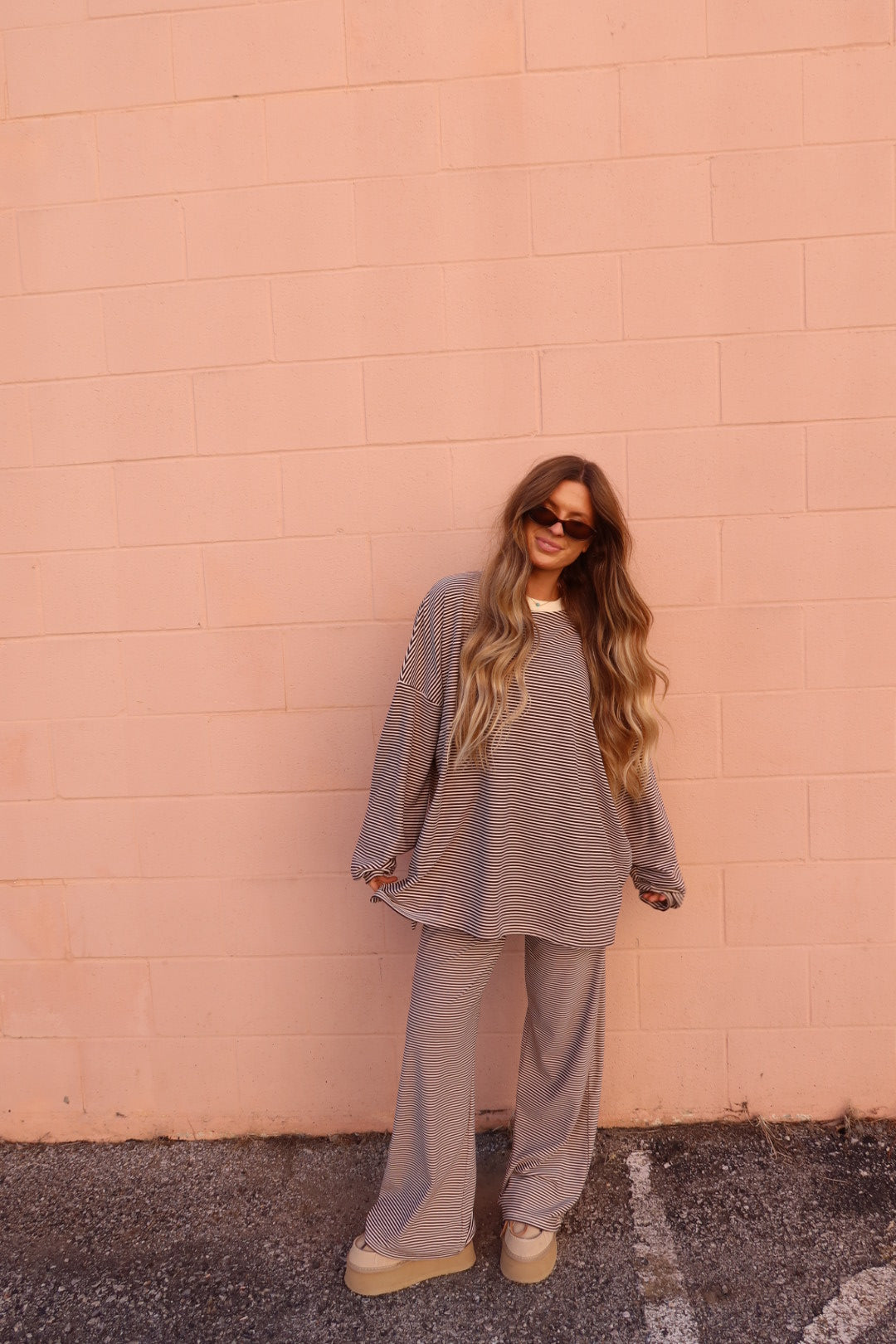 Toffee Stripe Oversized long Slv