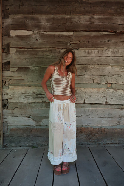 Ivory Petal Patchwork Pant