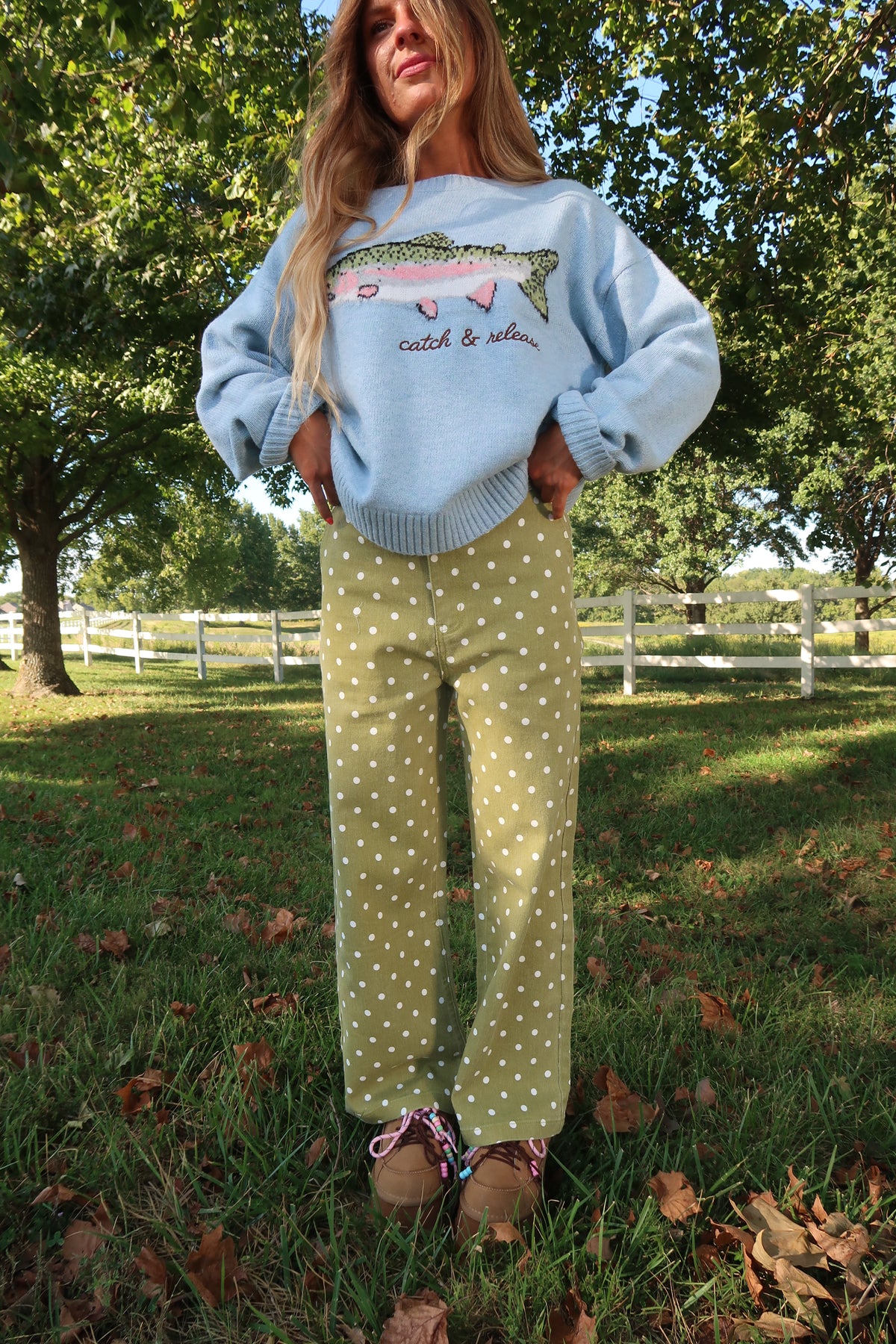 Sprouted Dot Wide Leg Jeans